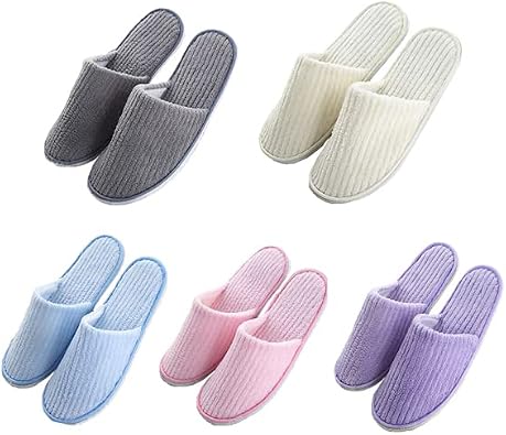 510 Guest Disposable Slippers for House, Family, Spa, Hotels Office - Mixed Multi-Color Slippers Home Party, Housewarming, Open House. 10Pair Coral, US Footwear Size System, Adult, Women, Numeric, Medium, 12.5