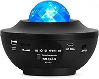 Projetor de Estrelas Galáxia LED RGB com Música Bluetooth e Controle Remoto – Luminária Noturna Giratória para Quarto e Decoração Infantil