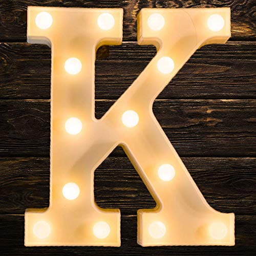 Vimlits Battery Operated LED Letters Light Sign, Alphabet Plastic Marquee Lamps, Lighting up Words, Birthday Wedding Party Bar Bedroom Wall Decor-K