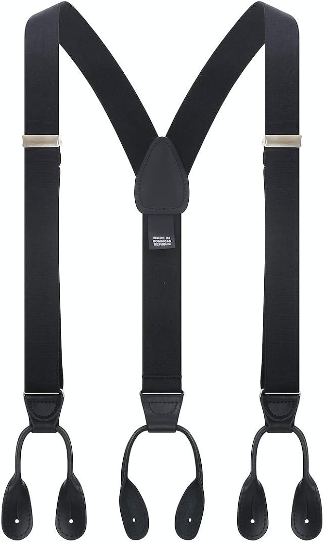 Hold'Em Suspenders for Men Y-Back Leather Trimmed Button End Tuxedo Suspenderss Many colors and designs at  Men’s Clothing store