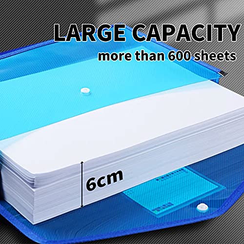 Yoeejob Plastic File Folders Legal Size 2 Pcs, Expandable Document Folder With Snap Button Closure, B4 Expanding File Wallet Envelopes Pouch With Label Pocket, Blue #TOP1