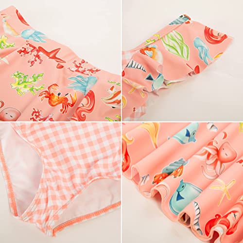 Girls Kids One Piece Flounce Floral Cute Swimsuits Ruffle Headband Bathing Suits Pink 8Y #TOP5