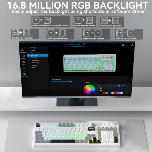 Image of Aula F3099 Wireless Gaming Computer Keyboard with Number Pad & Knob