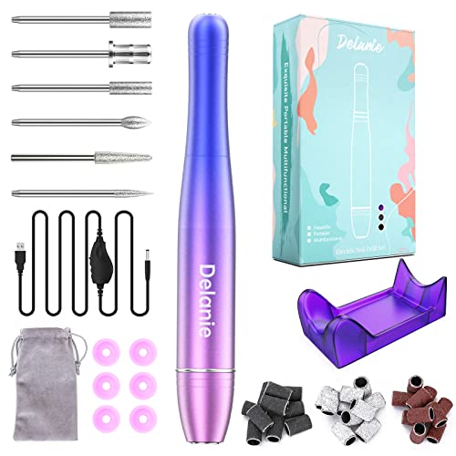 Delanie Torno para uñas profesional 20000 rpm, lima electrica uñas profesional con 6 brocas y 30 bandas de lijado para manicura y pedicura quitar esmaltes semipermanentes Cover