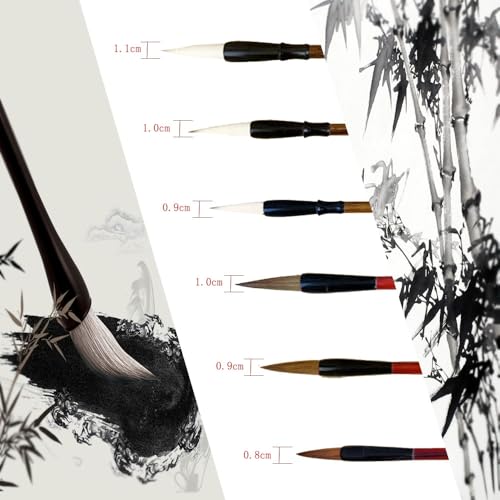 Generic Pincel Chinês para Caligrafia, Conjunto de 6 Pincéis de Caligrafia Chinesa com Cerdas Sinali