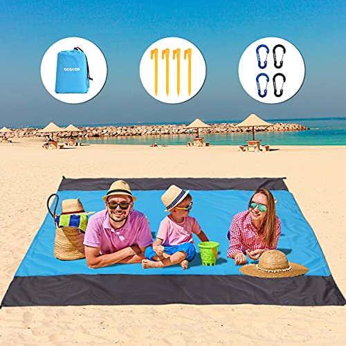 AceLife Picknickdecke Stranddecke 210 x 200 cm, wasserdichte Campingdecke mit 4 Karabiner und 4 Feste Anker, Ultraleicht Sanft Faltbare Strandecke für Draußen Camping Reisen Wandern Picknick Cover