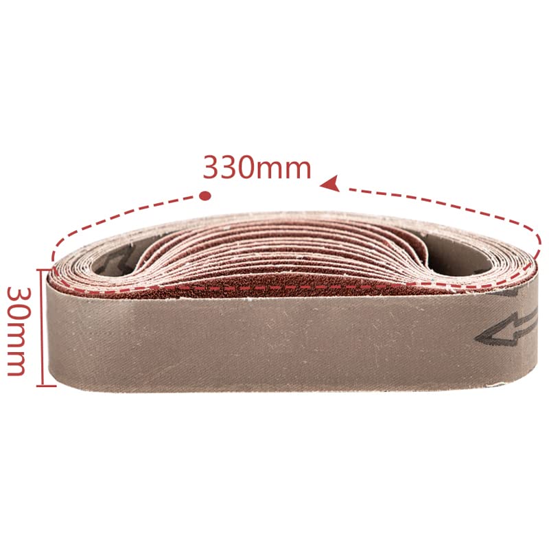 Szlifierka taśmowa, 10 sztuk 330x30mm pasy szlifierskie ziarno drewno miękki metal polerowanie papieru ściernego opaski ścierne do szlifierki taśmowej narzędzie P40-1000(180#)