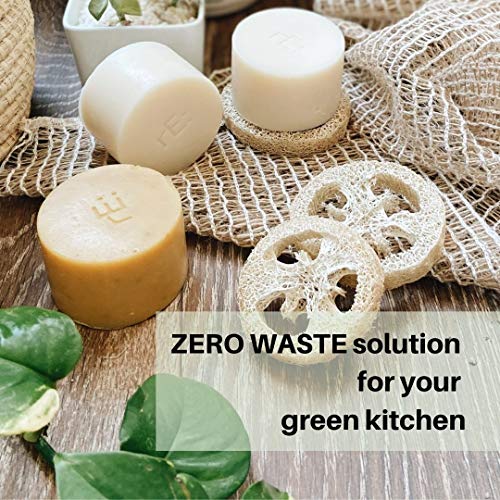 Image of rE: REKURATOR Dishwashing Soap with Loofah Holder - Eco-Friendly, Gentle, Plant-Based Dish Bar , No Artificial Dyes or Fragrance (Unscented) , 5.1 oz