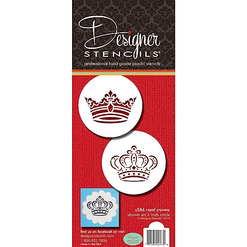 Designer Stencils Royal Crowns Cookie Stencil Set, Beige/Semi-Transparent