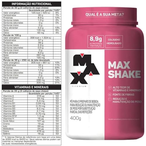 Kit 2x Max Shake 400g + Coqueteleira - Max Titanium (Chocolate)