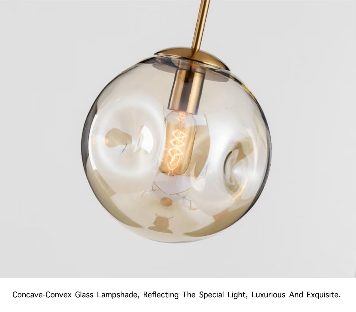 Szklana lampa wisząca wklęsło-wypukła kula żyrandol światło luksusowa prosta lampa sufitowa oświetlenie sufitowe lampka nocna do sypialni, baru, jadalni