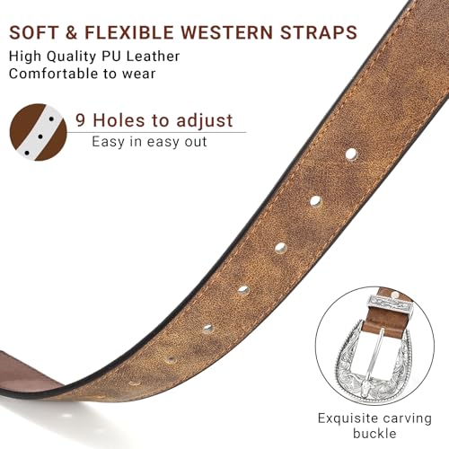 Image of BELTROAD Western Belts for Men Women 1.5 inch Vintage Country Belt for Jeans