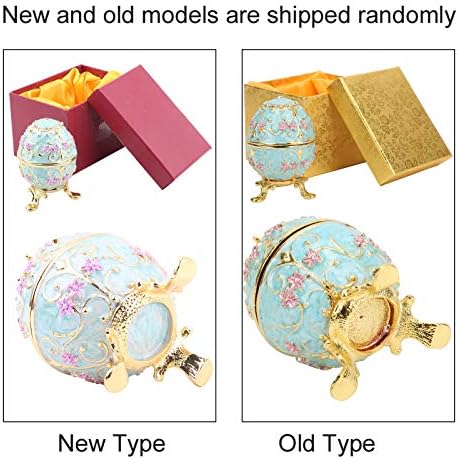 Sheens Easter Egg Trinket Box, Hand Painted Enamel Faberge Egg with Sparkling Rhinestones for Home Desktop Decoration Craft Gift