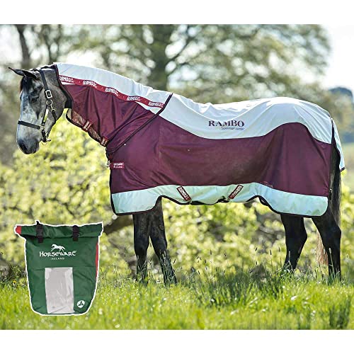 Horseware Rambo Summer Series 0g Turnout Rug 5ft9 Grey Burgundy Black