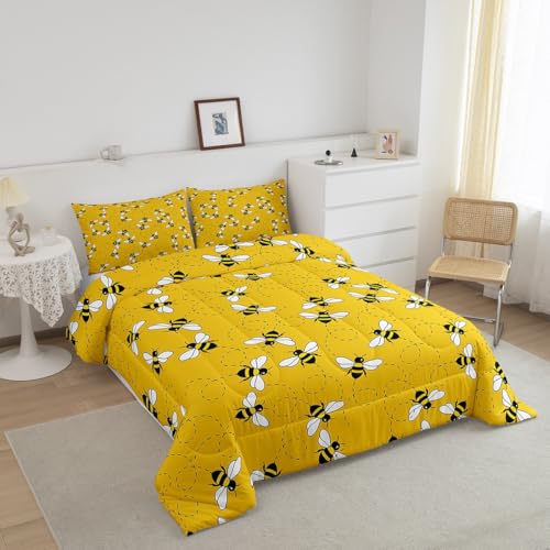 Image of Feelyou Cute Bees Comforter Set Twin Size for Kids Girls Boys