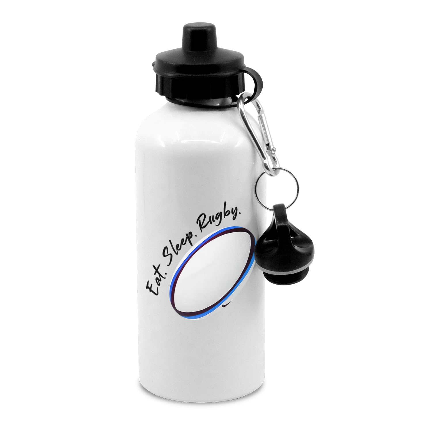 New Spirit Original Eat Sleep Rugby Water Bottle With Clip, Rugby Ball, Hydrate, Water, Drinks Bottle, Drinks Cup, Sports Bottle