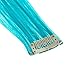 SWACC 12 Pcs Straight One Color Party Highlights Clip on in Hair Extensions Colored Hair Streak Synthetic Hairpieces (Teal Blue)