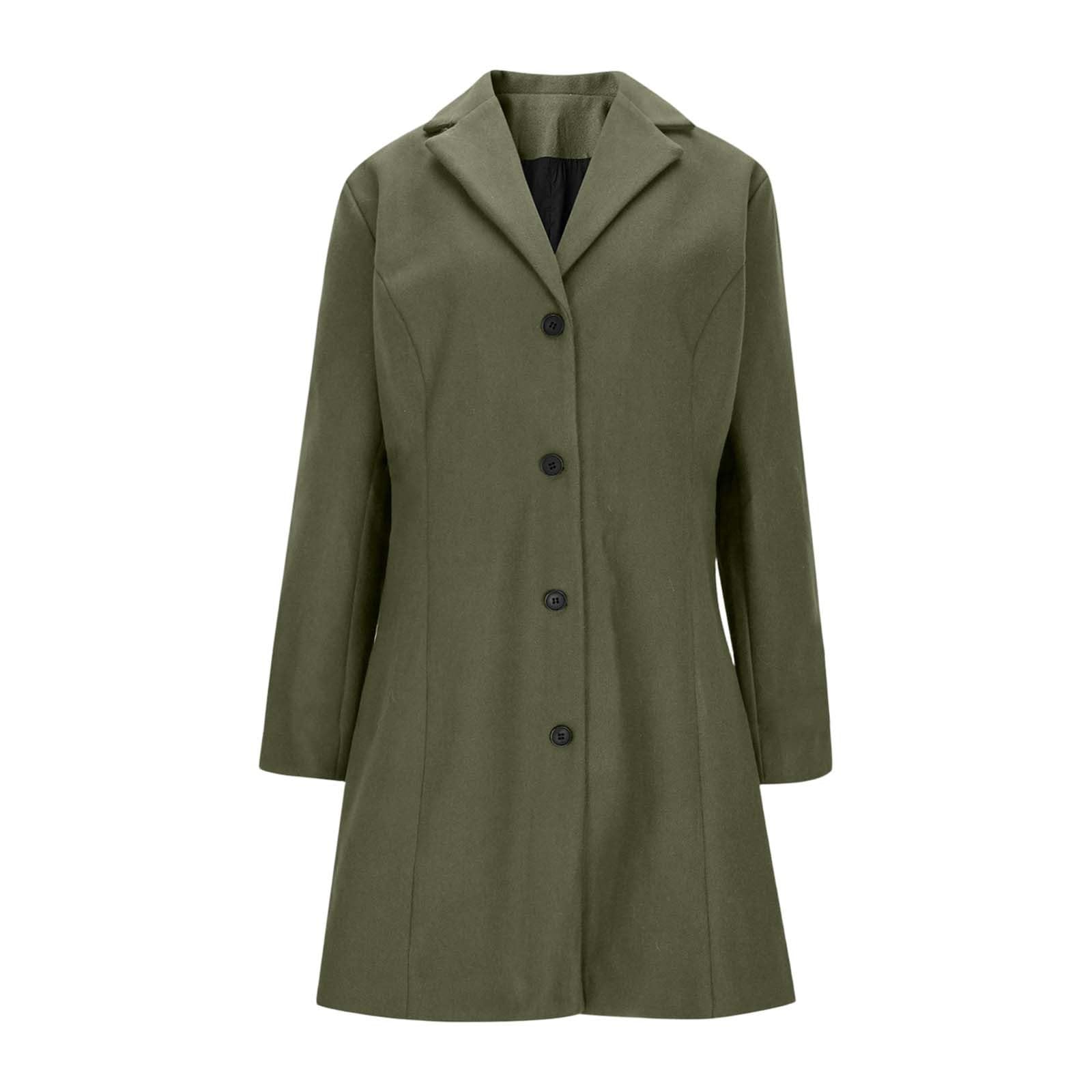 Giacca Casual Trench Lungo in Taglia Comoda con Revers a Lancia, Vestibilità Slim, Soprabito Invernale Misto per Donne alla Moda Trekking