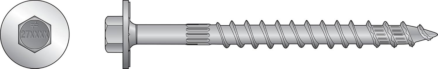 Simpson Strong-Tie SDWH27400G Strong-Drive SDWH Timber-HEX HDG Screw 0.276 in. x 4 in. 3/8 Hex (350-Qty)