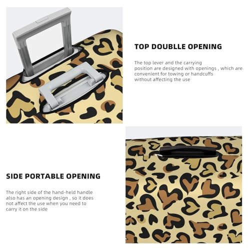 Heart And Leopard Pattern Travel Luggage Cover Elastic Suitcase Protector Washable Baggage Covers For Trunk Case Fits 22-24 Inch Luggage4