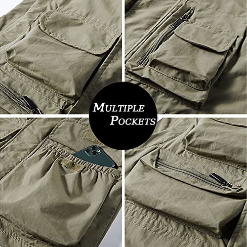 Men's Fishing Vest Casual Outdoor Multifunctional Mesh Photographer Jacket 8 Pockets Breathable Quick Dry Coat 5