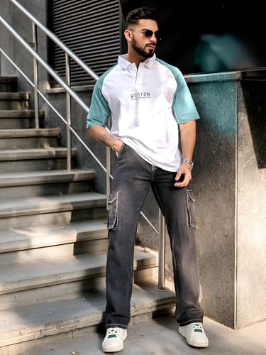 Image of Maniac || Mens || Printed ||Raglan Polo Neck || 3 /4th Sleeve || Cotton ||Oversized ||Polo T-Shirt
