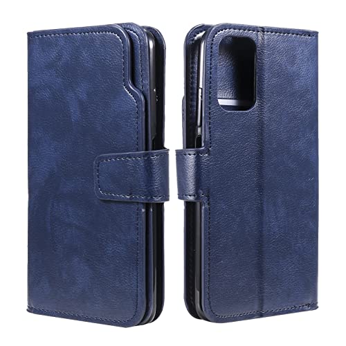 Étui portefeuille en cuir premium bleu pour Xiaomi Redmi Note 10S, boîtier à rabat chic