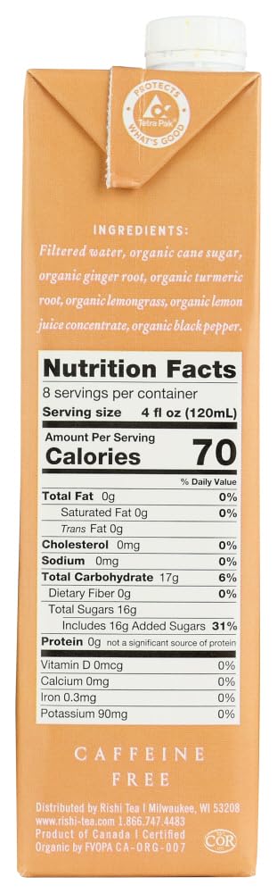 Rishi, Tea, Og2, Turm, Gngr, Chai, Pack of 12, Size - 32 FZ, Quantity - 1 Case12