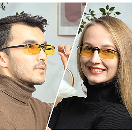 Óculos de sol polarizados com clipe sobre óculos graduados anti-reflexo UV400 (Yellow-upgrade flip)