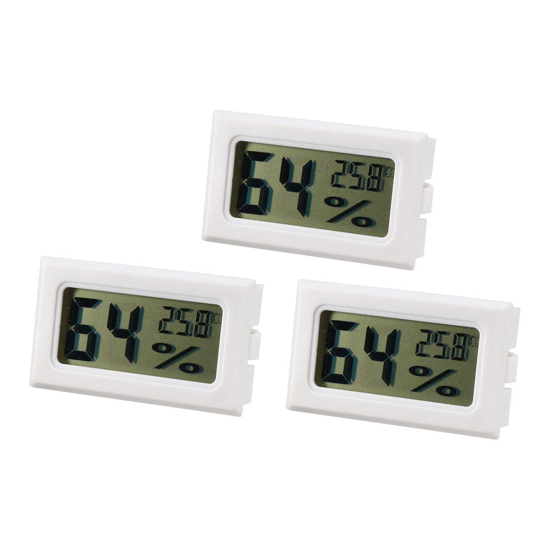 uxcell White Digital Temperature Humidity Meters Gauge Indoor Thermometer Hygrometer LCD Display Celsius °C for Humidors, Greenhouse, Garden 3pcs