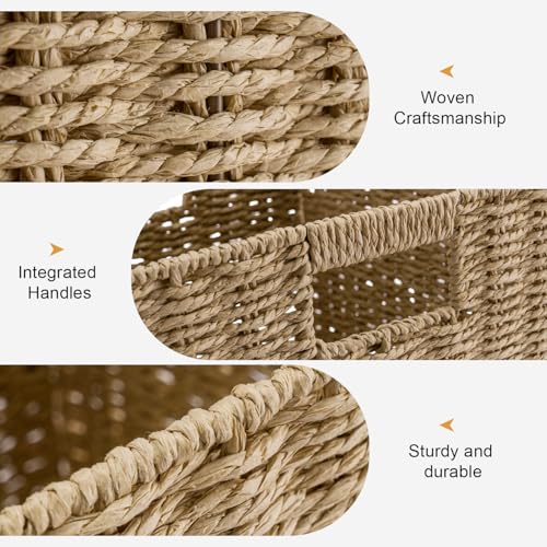 Trintion 2x Faux Wicker Baskets Faux Wicker Organizer Bins with Handles for Shelves Foldable Storage Cubes Storage Baskets for Gifts For Organization & Decoration (22x22x22cm) - Image 3