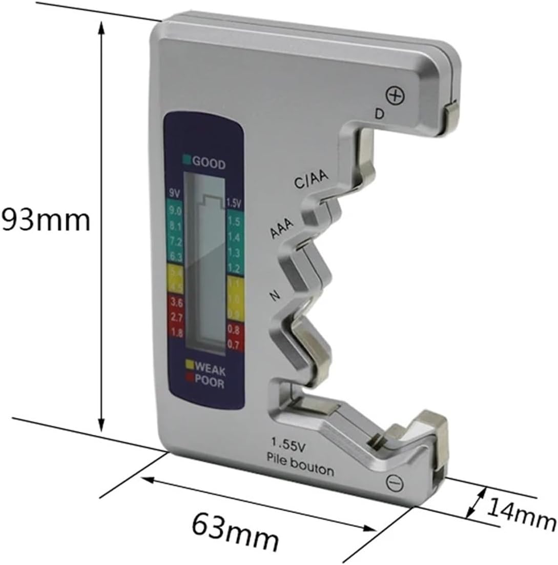 2pcs Universal Digital LCD Battery Tester Checker Button Cell Capacity Detector C/D/N/AA/AAA/9V Battery Power Supply Testing Monitor