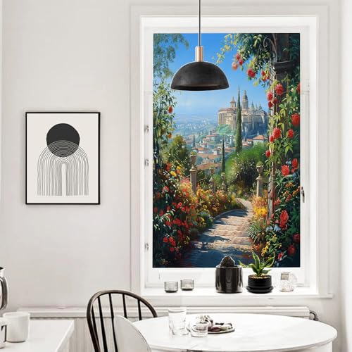 Vinilo adhesivo para ventana diseño Country Garden Castle 17.7x23.6 in miniatura 4