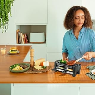 Cecotec Raclette Cheese&Grill 3200 Pocket. 2 Personnes 320W, Finition en Acier Inoxydable, Plaque de Gril Antiadhésive avec Surface de Gril, Comprend 2 Poêles et 1 Spatule