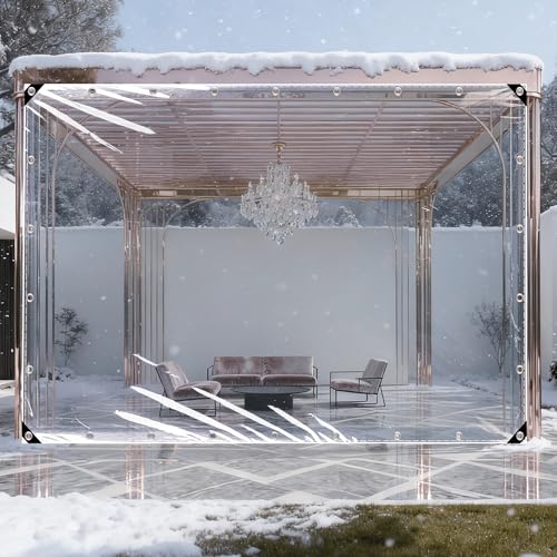 Cubierta transparente de 110x270 cm con cuerda de fijación para proteger muebles de terraza 2