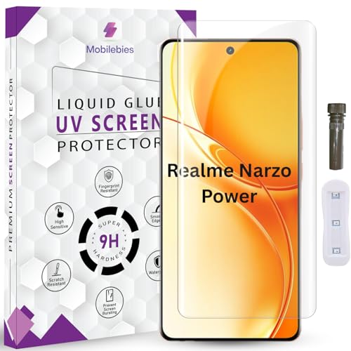 Image of Advanced HD+ UV Tempered Glass Screen Protector For Realme Narzo Power 5G (6.8 Inch, Pack of 1) Full Adhesive UV Curved Screen Guard, Case Friendly with installation kit & Guide
