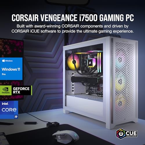 Image of Corsair Vengeance i7500 Series Gaming PC - Liquid Cooled Intel Core i9 14900KF CPU - NVIDIA GeForce RTX 4090 GPU - 64GB Vengeance RGB DDR5 Memory - 2TB M.2 SSD - White