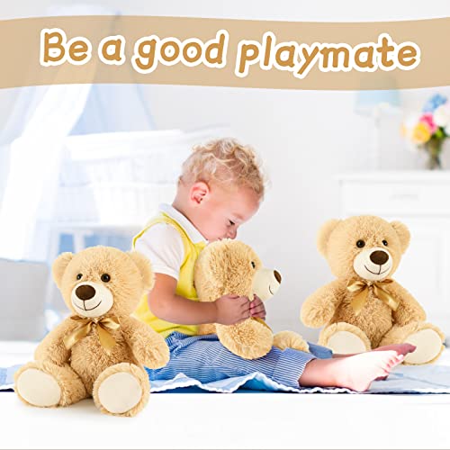 Maogolan Bulk Teddy Bears, 9 Packs Bulk Stuffed Animals, Small 13.8 Inch Plush Teddy Bear Toys Gift For Boys Girls Birthday Party (White/Brown/Dark Brown) #TOP5