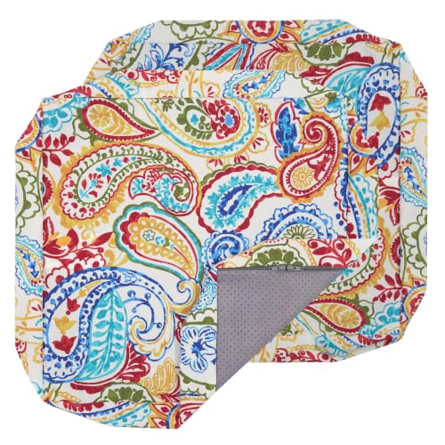FUNHOME Outdoor Cushion Covers 18 x 18 x 4 inch,Set of 2,Non-Slip Grips Bottom,Replacement Cushion Covers for Garden Patio Furniture Couch Chair,Fade-Resistant Slipcover Only,No Insert(Phoenix)