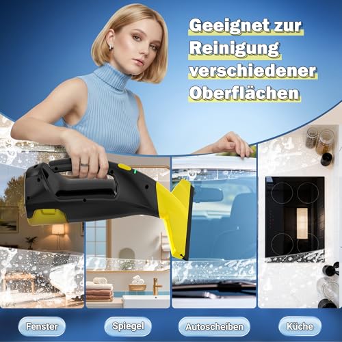 EAVE Fenstersauger Set, Akku Fenstersauger mit 45 Minuten Akkulaufzeit, Fensterreiniger Elektrisch mit 28cm Saugdüse & 200ml Wassertank, Geeignet für Fenster, Fliesen und Spiegel (grün)