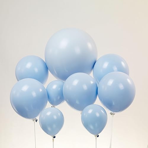 Miniatura 2 de Globos azul polvoriento, globo azul claro de doble relleno, diferentes tamaños, paquete de 63 globos de 18 + 10 + 5 pulgadas, 2 capas para