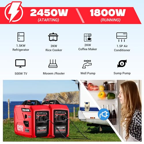 Image of 3450-Watt Portable Inverter Generator for Camping & RV, 1.6 Gallon Gas Tank for 8.3 Hours Use, 120V Gas Powered Generator Ultra-Quiet Operation, EPA Compliant