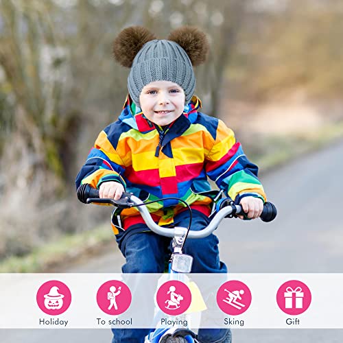 Simplicity Toddler Girls Winter Hat Girls Beanie Pom Pom Beanie Toddler Beanie Fleece Lined Cute Pom Pom Kids Beanies Winter Hats For Girls, Light Blue #TOP4