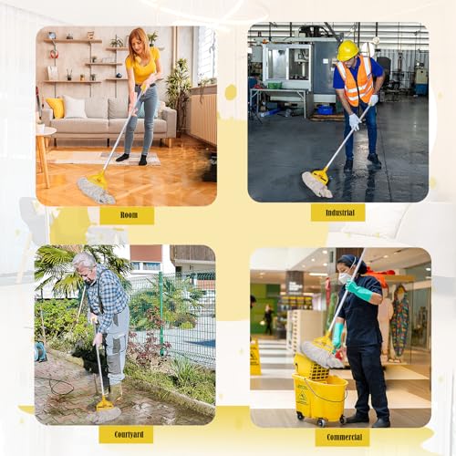 Image of Heavy Duty Commercial Industrial Mop, Loop-End String Wet Mop with Extra Replacement Heads, 59 Inch Long Handle for Floor Cleaning - Home, Garage, Warehouse, Office