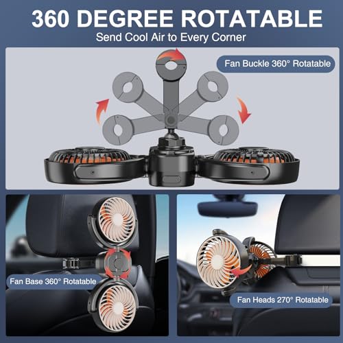 Dealswin Rechargeable Dual Head Car Fan
