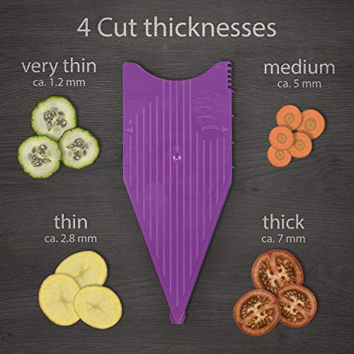 Börner Mandoline V5Powerline Plus Set-Coupe-légume & Fruit Professionnel en Tranche Fine + Poussoir de sécurté-Violet