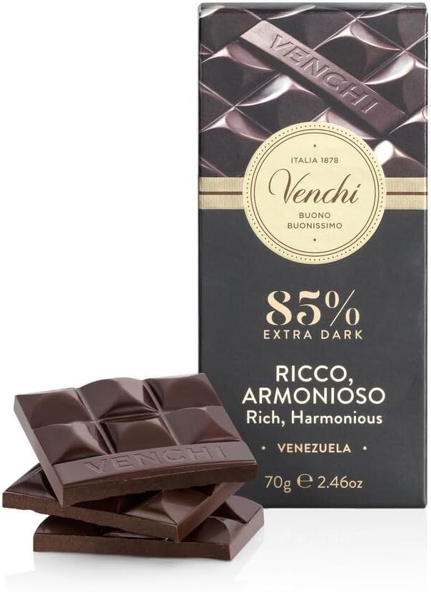 Venchi - Venezuelan Cocoa Blend - 85% Dark Chocolate Bar, 2.46oz - Single Ori...