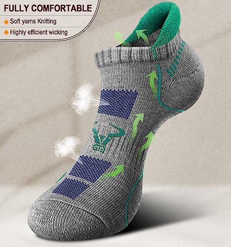 Image of BULLIANT Men Running Ankle Socks 6Pack-Cushioned Support-Low Cut No Show | Fully Terry Sole | Arch Support | Seamless Toe Closure | Moisture-Wicking Breathable Mesh | Reinforced Heel&Toe