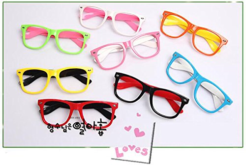 Set Of 6 Kids Children Candy Colour Fashion Cute Glasses Frame Without Lenses Nerdy Retro Glasses Party Supplies (Colour Random) #TOP1