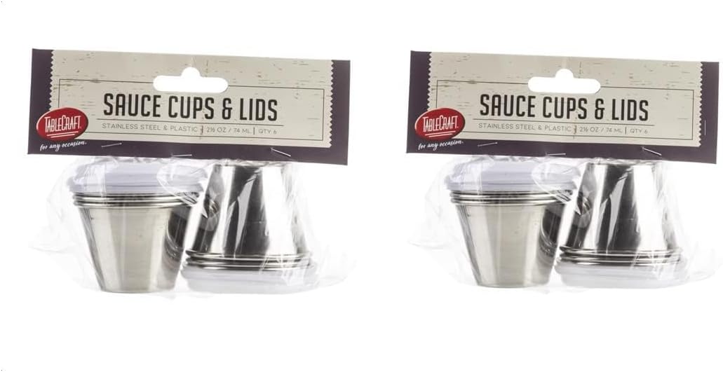 Tablecraft H5069 2.5 oz Dipping Cups with Lids (12 Pack)
